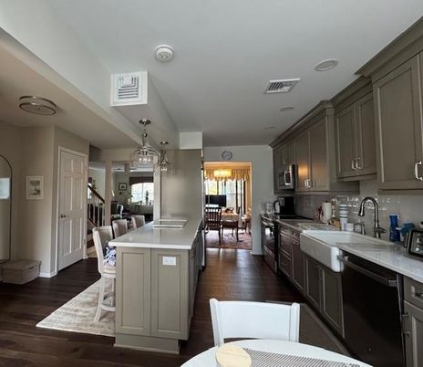 Chandelier, Dining room, Interior, Kitchen, Pendant Lights, Wood Texture Flooring