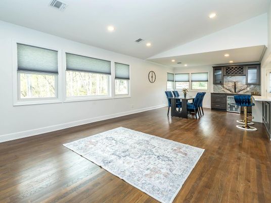 Dining room, Interior, Kitchen, Recessed Lighting, Wood Texture Flooring