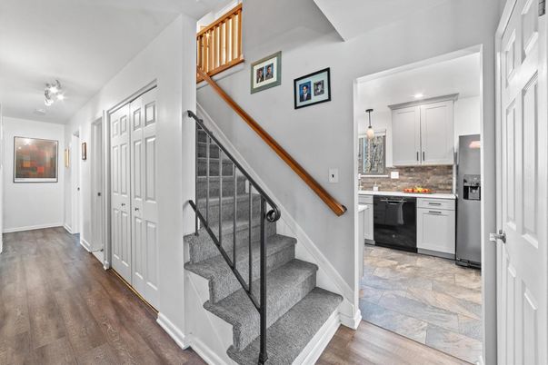 Interior, Kitchen, Pendant Lights, Stainless Steel Appliances, Wood Texture Flooring