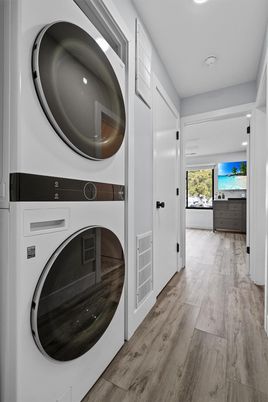 Interior, Recessed Lighting, Utility Closets, Washer, Wood Texture Flooring