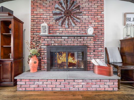 Fireplace, Interior, Stone Walls, Wood Texture Flooring