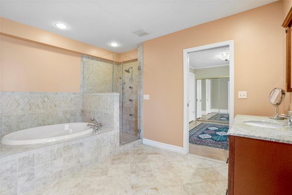 Bathroom, Glass Shower, Interior, Recessed Lighting