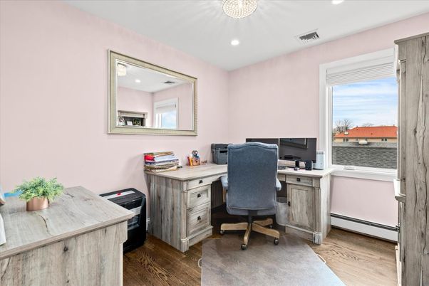 Home Office, Interior, Recessed Lighting, Wood Texture Flooring