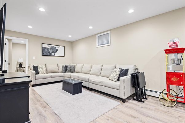 Interior, Living room, Recessed Lighting, Wood Texture Flooring