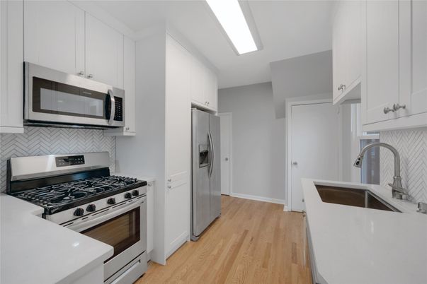 Interior, Kitchen, Stainless Steel Appliances, Wood Texture Flooring
