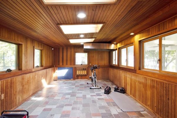Fitness Equipment, Interior, Recessed Lighting, Wooden Ceilings, Wooden Walls