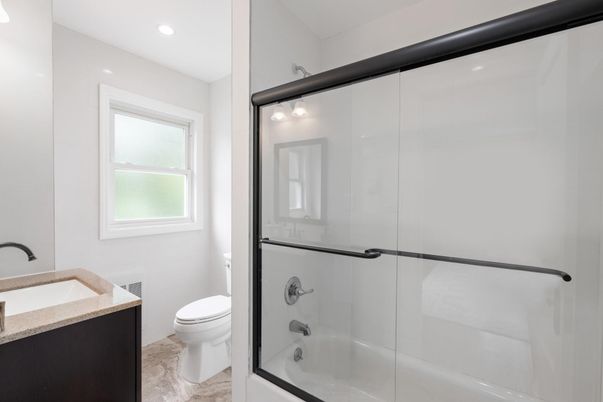 Bathroom, Glass Shower, Interior, Recessed Lighting