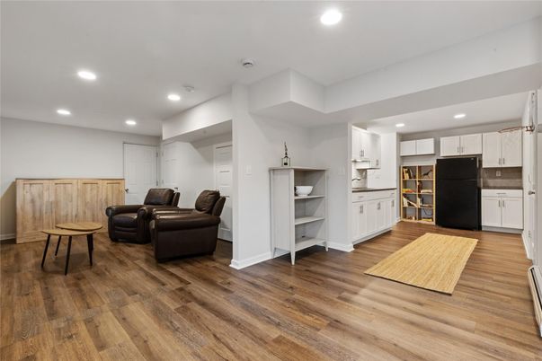 Interior, Kitchen, Recessed Lighting, Wood Texture Flooring