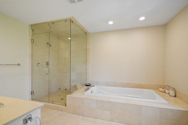 Bathroom, Glass Shower, Interior, Recessed Lighting