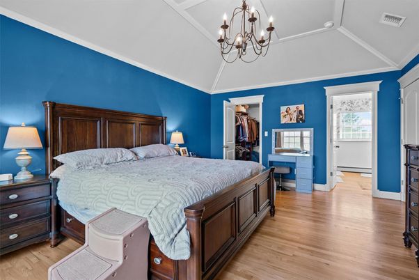 Bedroom, Chandelier, Interior, Wood Texture Flooring
