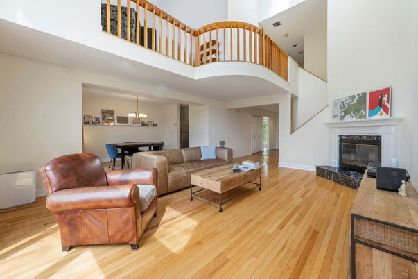 Chandelier, Dining room, Fireplace, Interior, Living room, Wood Texture Flooring