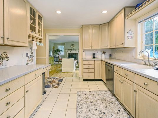 Fireplace, Interior, Kitchen, Living room, Recessed Lighting
