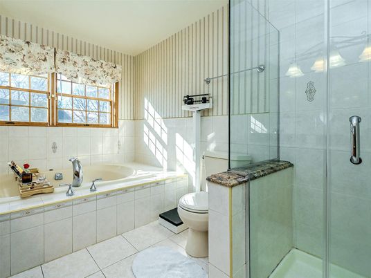 Bathroom, Glass Shower, Interior, Pendant Lights