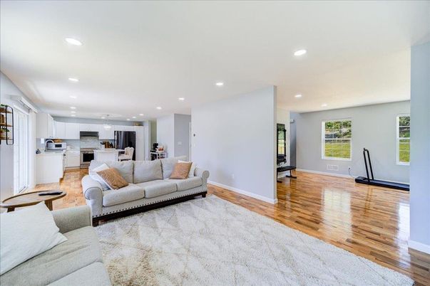 Interior, Kitchen, Living room, Recessed Lighting, Stainless Steel Appliances, Wood Texture Flooring
