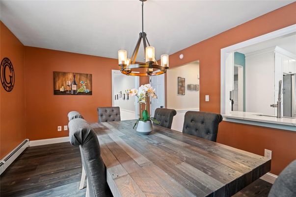 Chandelier, Dining room, Interior, Pendant Lights, Wood Texture Flooring
