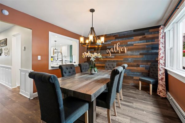 Chandelier, Dining room, Interior, Pendant Lights, Wood Texture Flooring, Wooden Walls