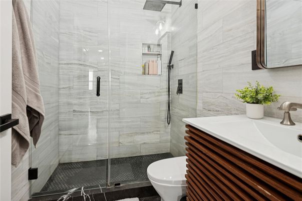 Bathroom, Glass Shower, Interior, Marble Walls