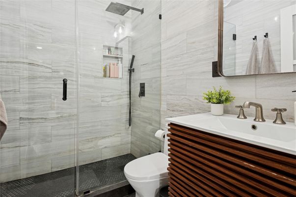 Bathroom, Glass Shower, Interior, Marble Walls