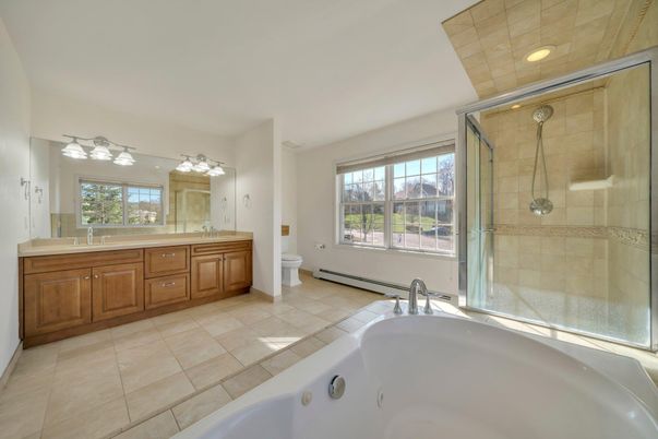 Bathroom, Dual Sink Vanities, Glass Shower, Interior, Recessed Lighting
