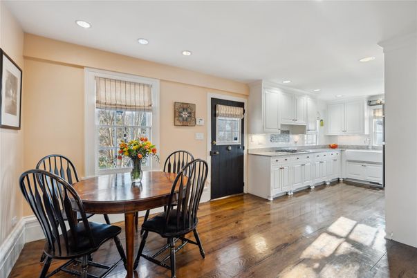 Dining room, Interior, Kitchen, Recessed Lighting, Wood Texture Flooring