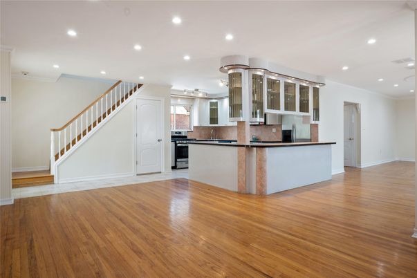 Interior, Kitchen, Recessed Lighting, Wood Texture Flooring