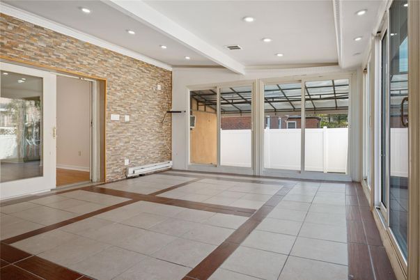 Empty room, Interior, Recessed Lighting, Stone Walls