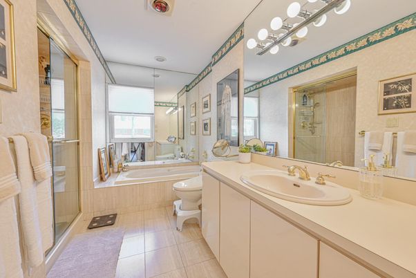 Bathroom, Dual Sink Vanities, Glass Shower, Interior