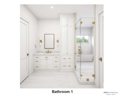 Bathroom, Dual Sink Vanities, Free Standing Baths, Glass Shower, Interior, Marble, Recessed Lighting