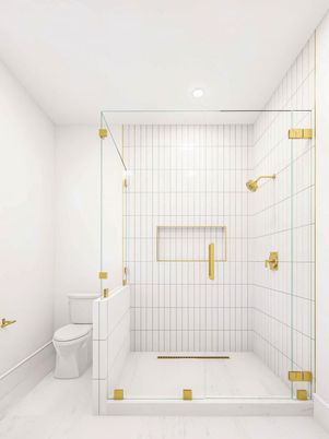 Bathroom, Glass Shower, Interior, Marble, Recessed Lighting