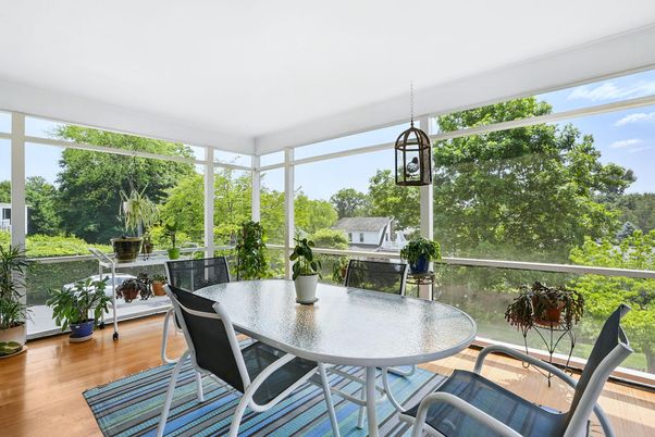 Dining room, Interior, Pendant Lights, Sun Room, Wood Texture Flooring