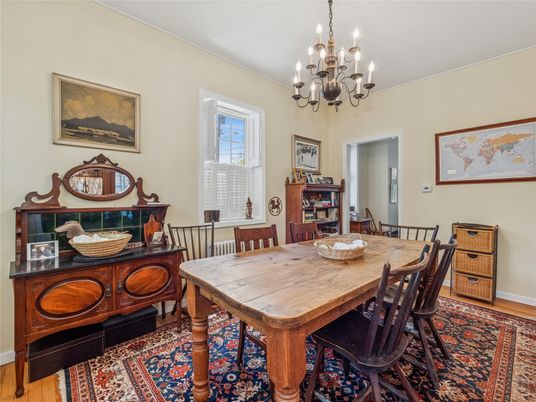 Chandelier, Dining room, Interior, Wood Texture Flooring