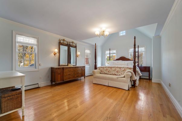 Bedroom, Chandelier, Interior, Wood Texture Flooring