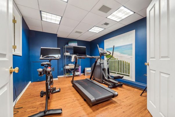 Fitness Equipment, Interior, Recessed Lighting, Wood Texture Flooring