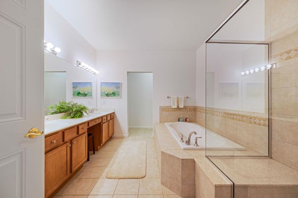 Bathroom, Dual Sink Vanities, Glass Shower, Interior