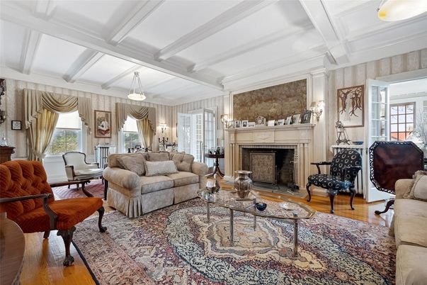 Fireplace, Interior, Living room, Pendant Lights, Wood Texture Flooring