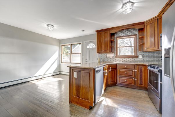 Interior, Kitchen, Stainless Steel Appliances, Wood Texture Flooring