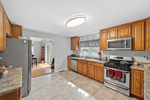Interior, Kitchen, Stainless Steel Appliances, Wood Texture Flooring