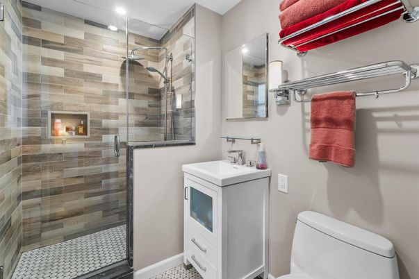 Bathroom, Glass Shower, Interior, Recessed Lighting