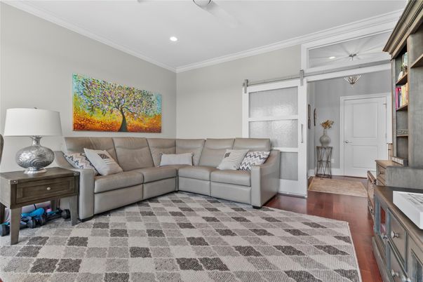 Interior, Living room, Recessed Lighting, Wood Texture Flooring