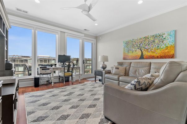 Home Office, Interior, Living room, Recessed Lighting, Wood Texture Flooring