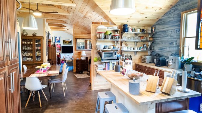 Dining room, Interior, Wooden Beams, Wooden Ceilings, Wood Texture Flooring