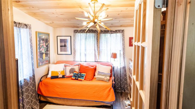 Bedroom, Interior, Wooden Ceilings, Wood Texture Flooring