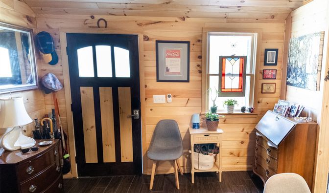 Home Office, Interior, Wood Texture Flooring, Wooden Walls
