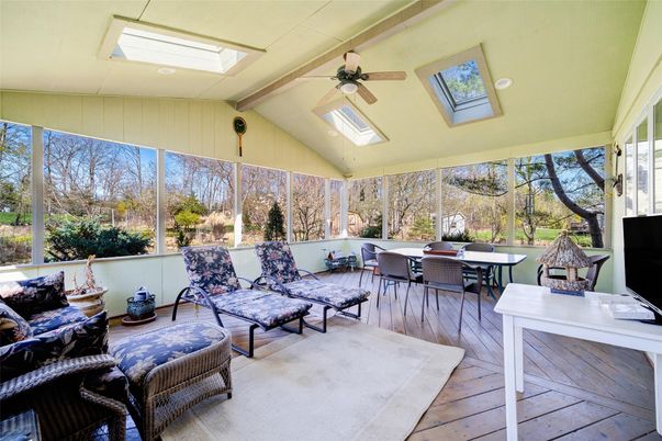 Dining room, Interior, Recessed Lighting, Sun Room, Wood Texture Flooring