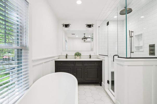 Bathroom, Dual Sink Vanities, Free Standing Baths, Interior, Recessed Lighting