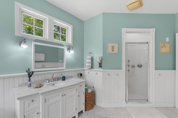 Bathroom, Dual Sink Vanities, Glass Shower, Interior