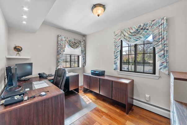 Home Office, Interior, Recessed Lighting, Wood Texture Flooring