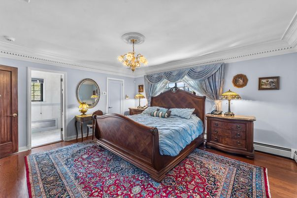 Bedroom, Chandelier, Interior, Wood Texture Flooring