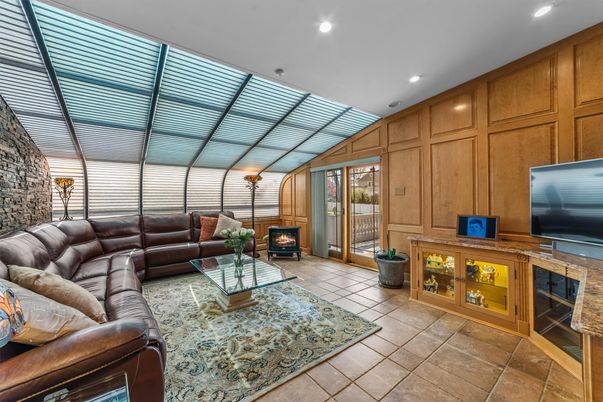 Fireplace, Interior, Living room, Recessed Lighting, Wooden Walls