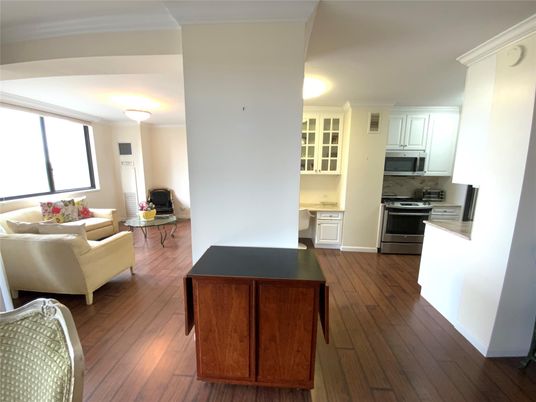 Interior, Kitchen, Living room, Stainless Steel Appliances, Wood Texture Flooring